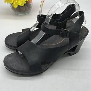 Dansko Black Tasha Clog Sandals Hollow Heel Size 41. BSN3355